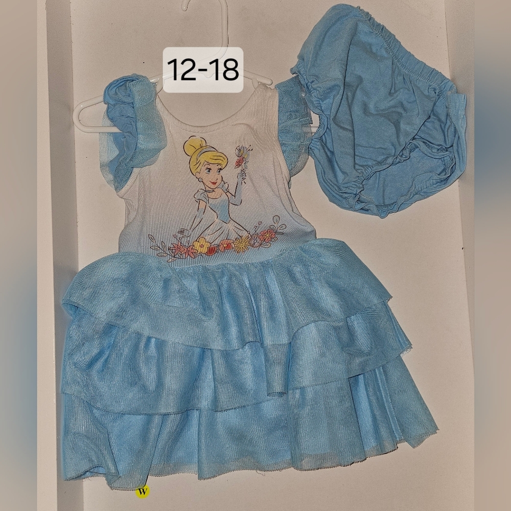Little Sleepies Bamboo, 12-18 month Play Dress with bloomer,  Blue/White,